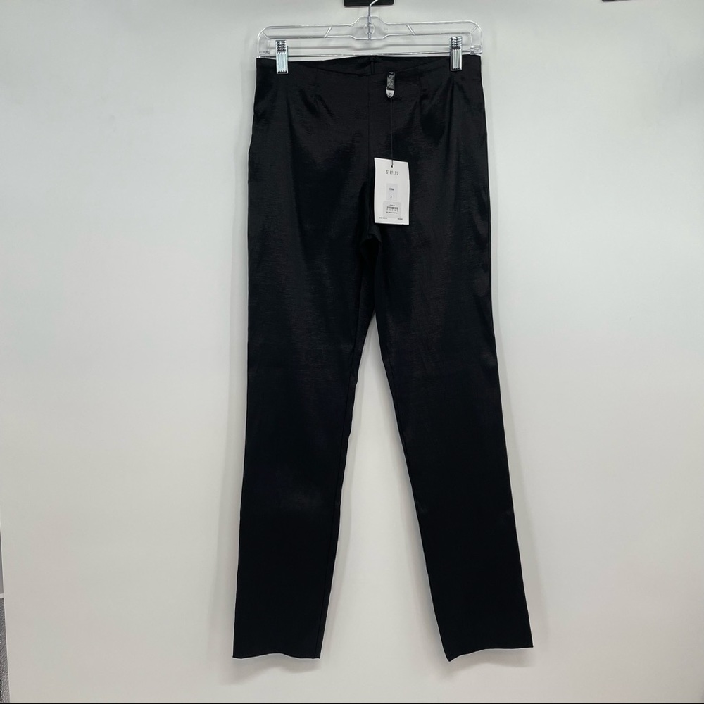 NWT Staples  Gunmetal Pants Size 2  Black Shiny Holidays Back Zipper $136